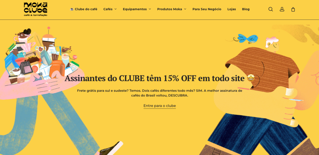 página do serviço de assinatura de cafés moka clube
