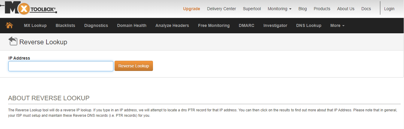ferramenta de lookup reverso mxtoolbox