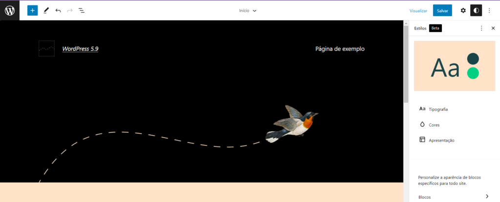 Estilos globais no editor de tema em blocos WordPress 5.9