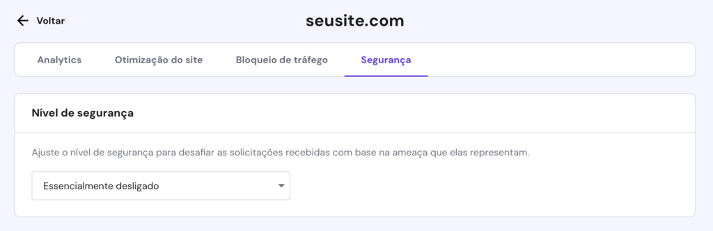definindo o firewall da cdn da hostinger como essencialmente desligado