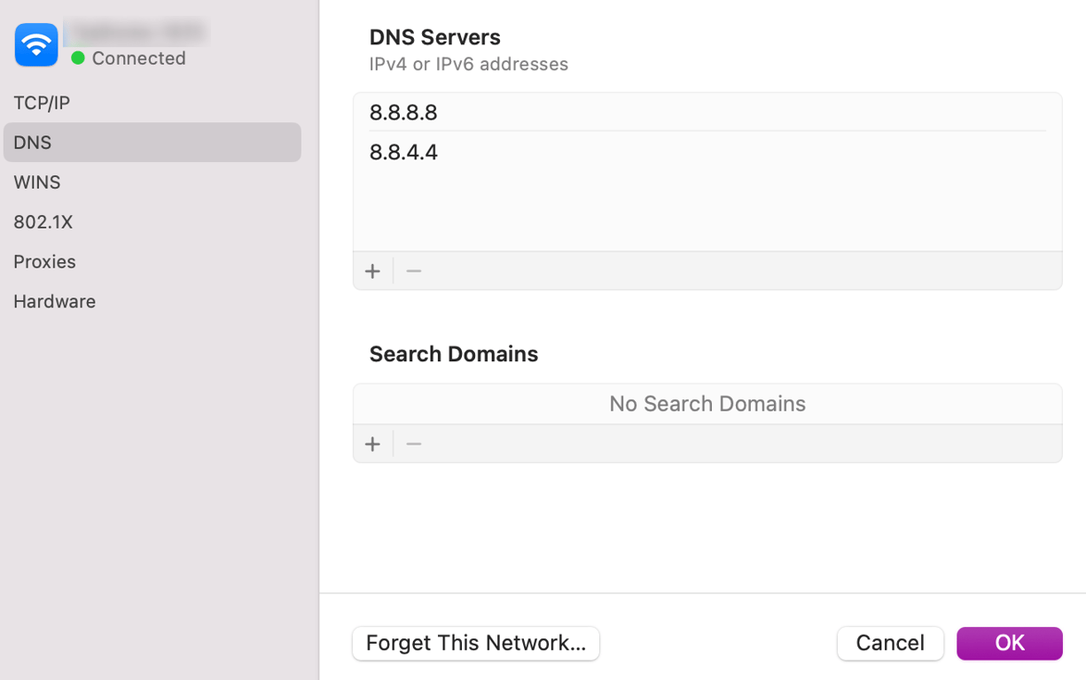 editando dns no macOS