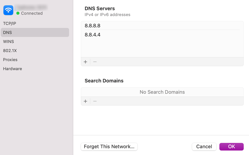 editando dns no macOS