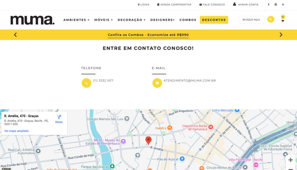 exemplo de p&aacute;gina de contato da loja muma