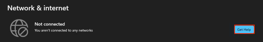 botão "obter ajuda" em destaque nas configurações de rede do windows