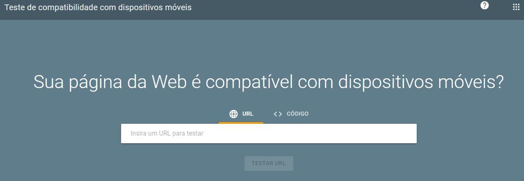 P&aacute;gina do Teste de compatibilidade com dispositivos m&oacute;veis do Google