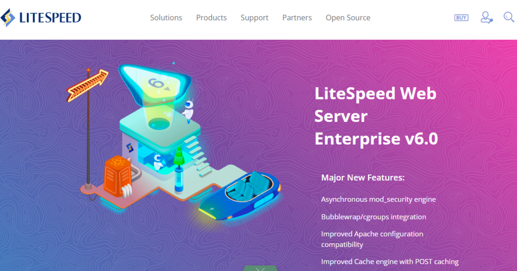 Página inicial do site LiteSpeed