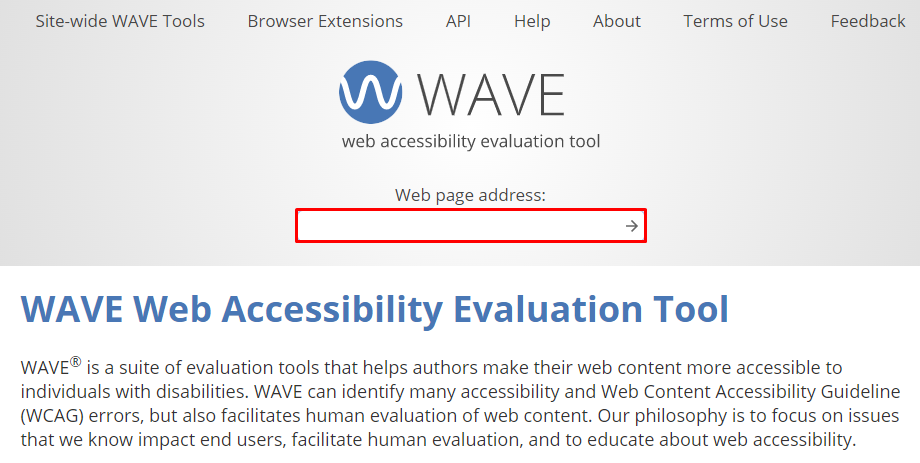 Página inicial do site WAVE
