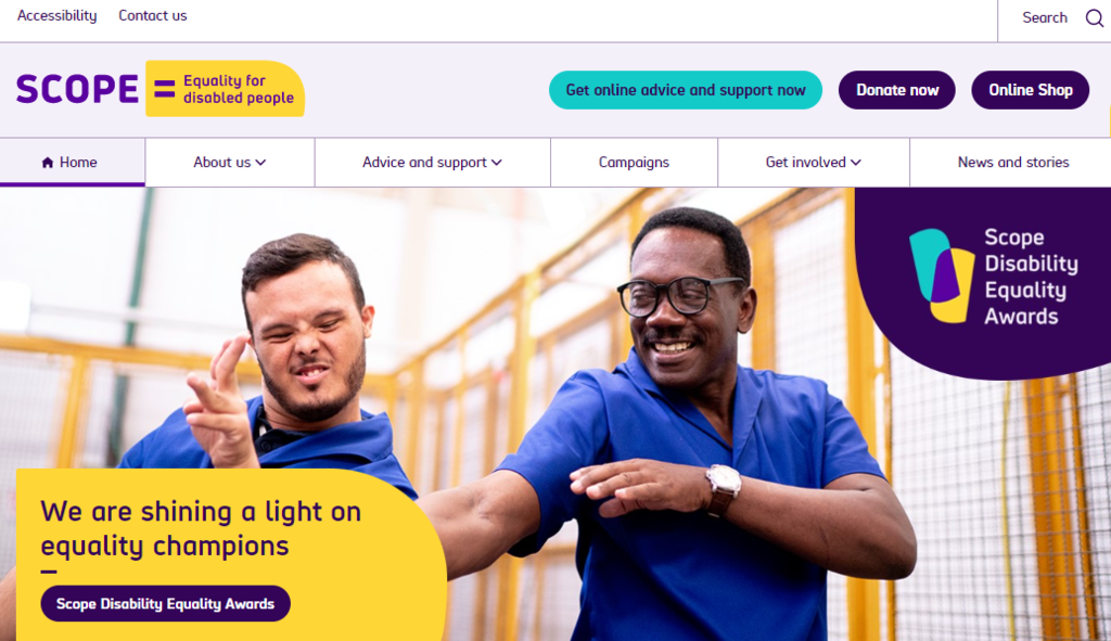 Página inicial do site Scope