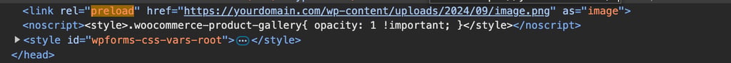 tag preload num cabeçalho html do wordpress