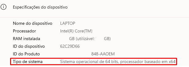 configurações do sistema Windows