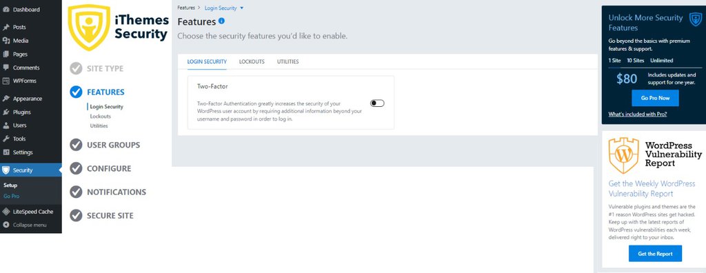 Painel de administra&ccedil;&atilde;o do iThemes Security