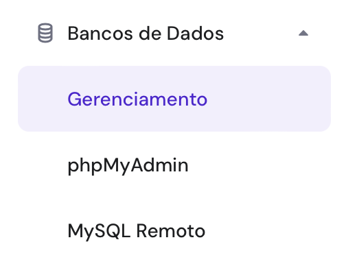 bot&atilde;o bancos de dados - gerenciamento no hpanel