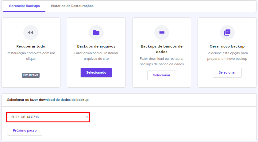Criando backup dos arquivos do site pelo hPanel