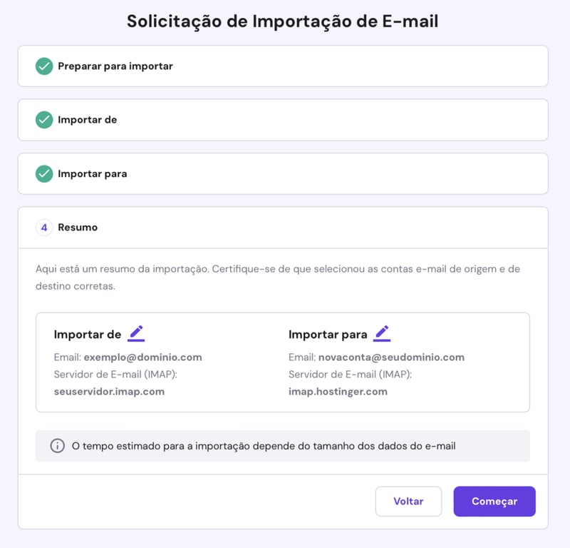 importando email no hpanel