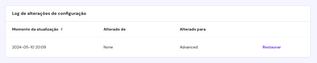 log de mudan&ccedil;as de perfil de otimiza&ccedil;&atilde;o Litespeed no hpanel