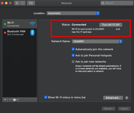 Informa&ccedil;&otilde;es de endere&ccedil;o de IP exibidas nos detalhes da rede - sistema Mac OS