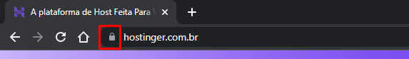 Destaque para o cadeado ao lado da URL - site da Hostinger 