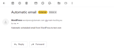 E-mail automático recebido pelo cron job bem configurado
