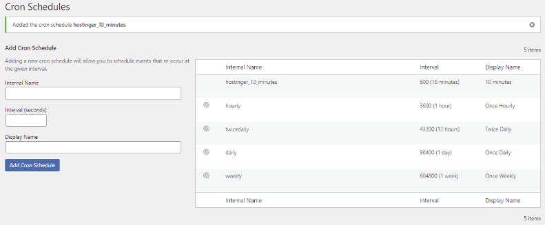 Agendamento cron job no WordPress configurado com sucesso