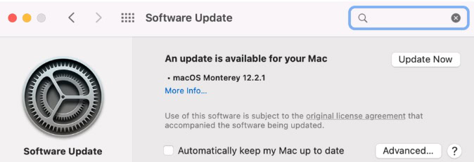 Configuração de atualizações no macOS