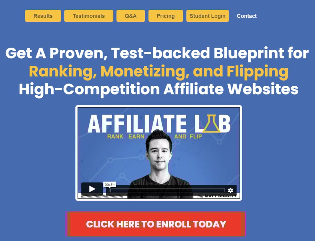 Captura de tela do site The Affiliate Lab - curso para afiliados