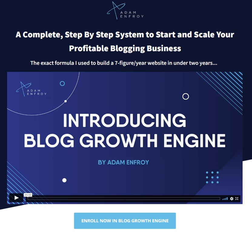 Captura de tela do site Blog Growth Engine - curso para afiliados
