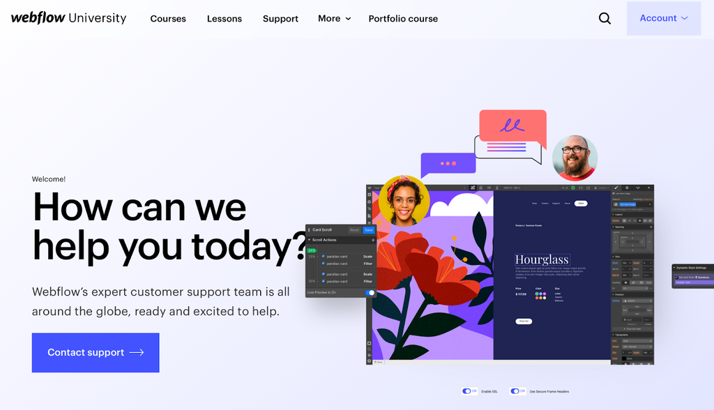 página inicial da webflow university