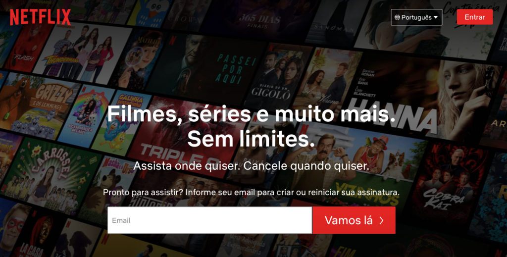 p&aacute;gina inicial da Netflix
