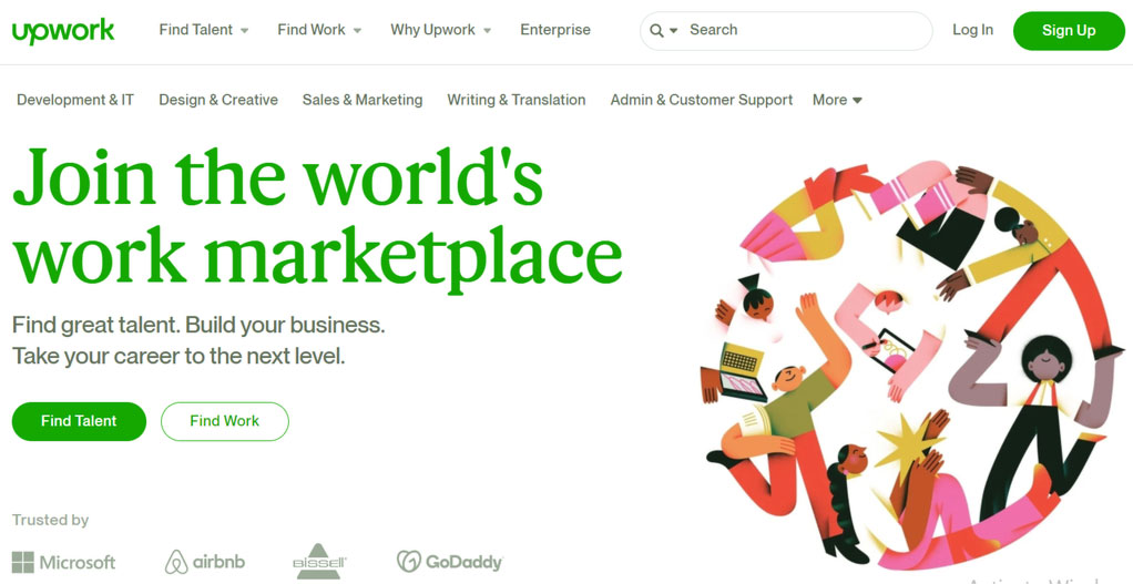 Pagina inicial do Upwrok