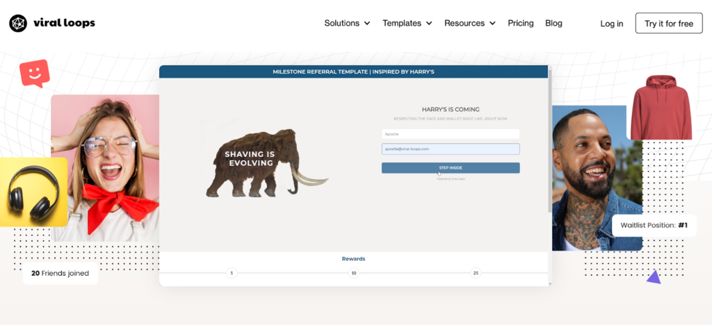 página inicial da viral loops
