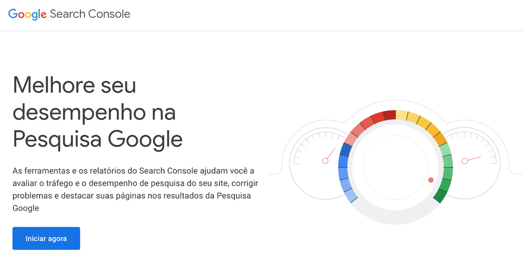 p&aacute;gina inicial do google search console