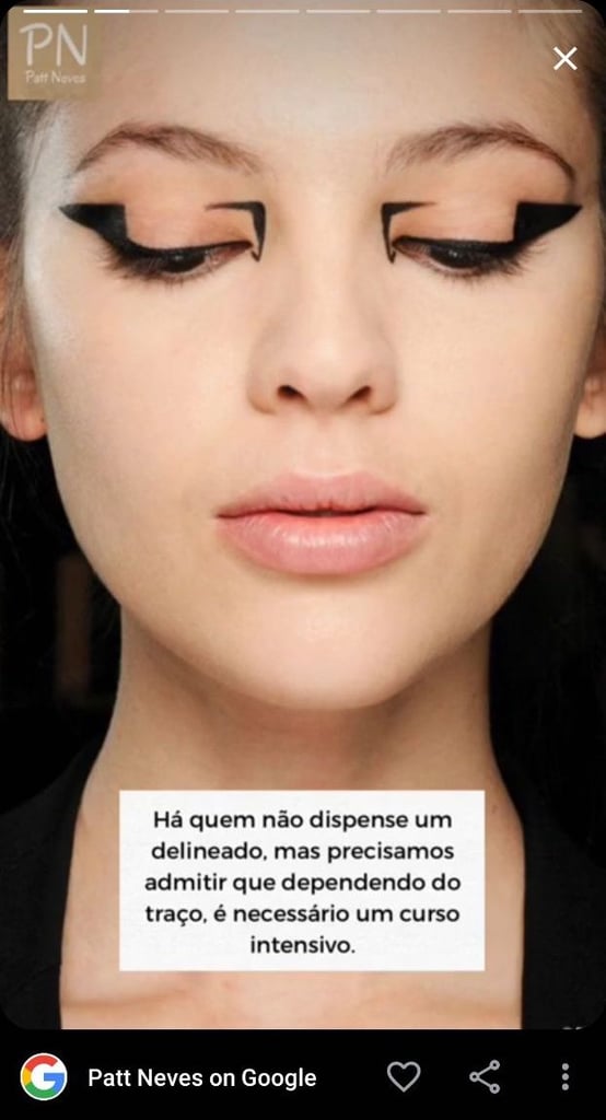 Google Web Story falando sobre um curso intensivo para diferentes traços de maquiagem