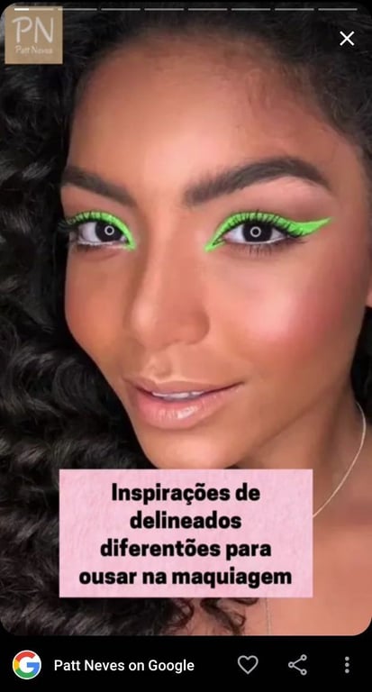 Google Web Story sobre inspira&ccedil;&otilde;es de delineados diferent&otilde;es para ousar na maquiagem.