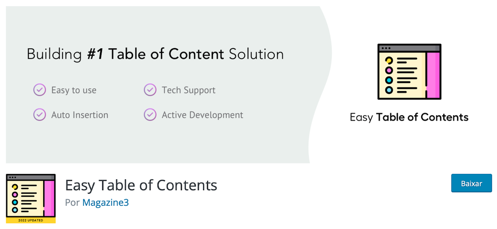 plugin easy table of contents