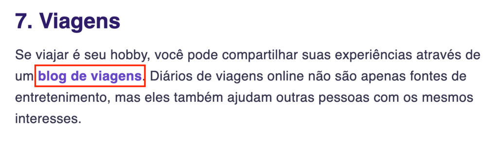 Trecho de artigo de tutorial da Hostinger evidenciando o texto âncora de um link.