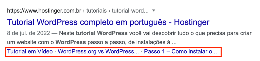 exemplo de &iacute;ndice em resultado de pesquisa do google 