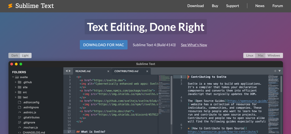 página inicial do sublime text