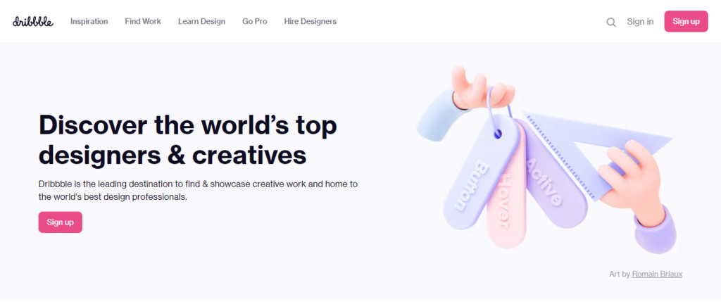 A página inicial da Dribble