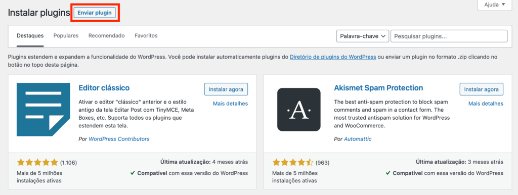 navegando por plugins no wordpress