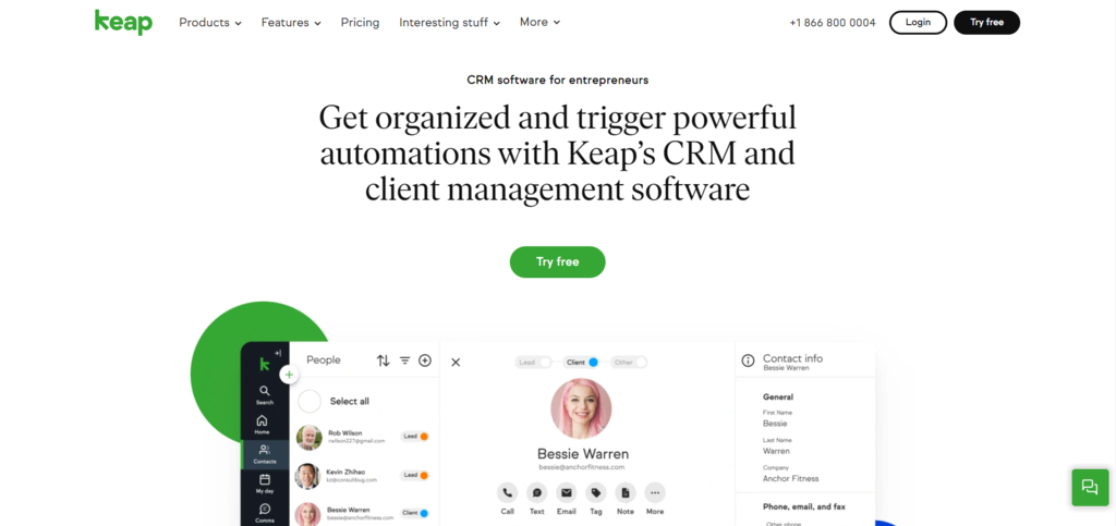 P&aacute;gina inicial da Keap