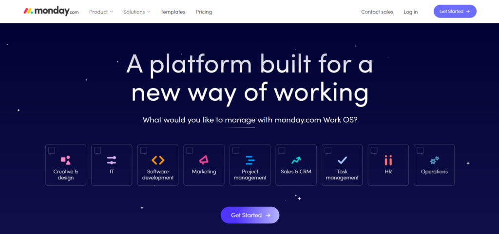 p&aacute;gina do monday