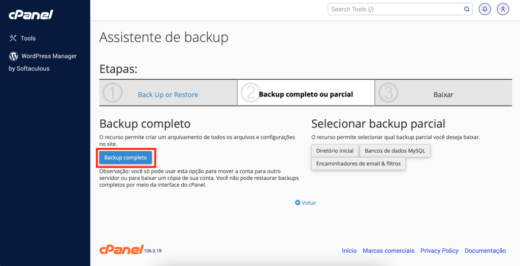 migrando wordpress via cpanel