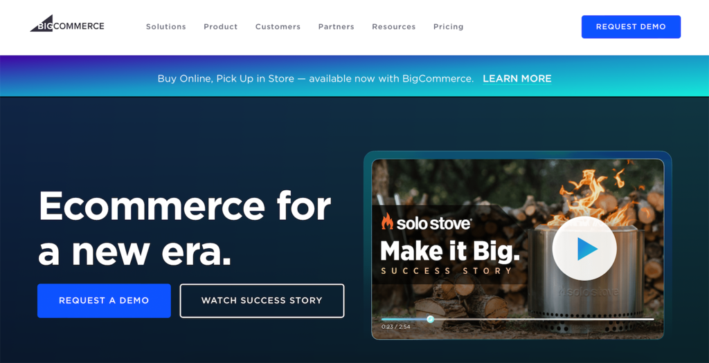 p&aacute;gina do bigcommerce na web