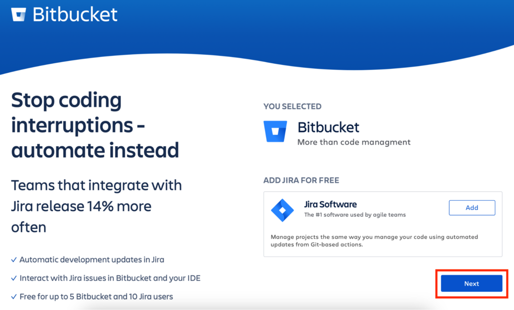 criando conta no bitbucket