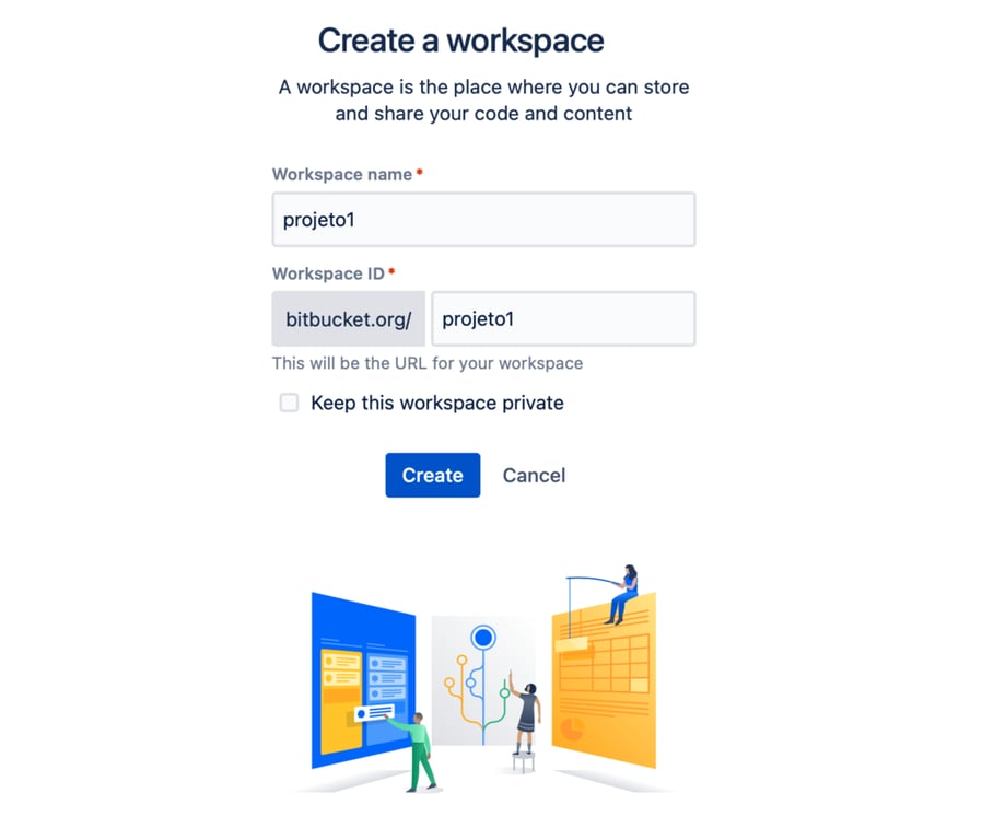 criando workspace no bitbucket