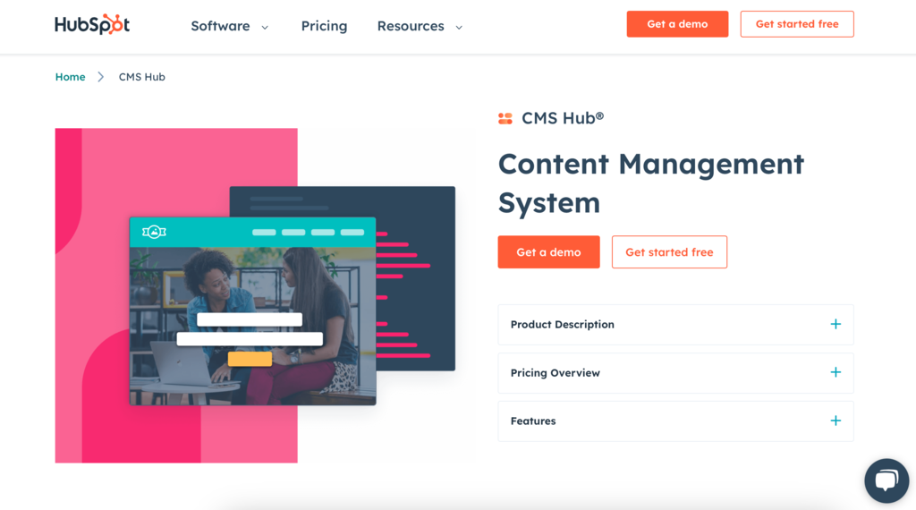 página inicial do hubspot cms