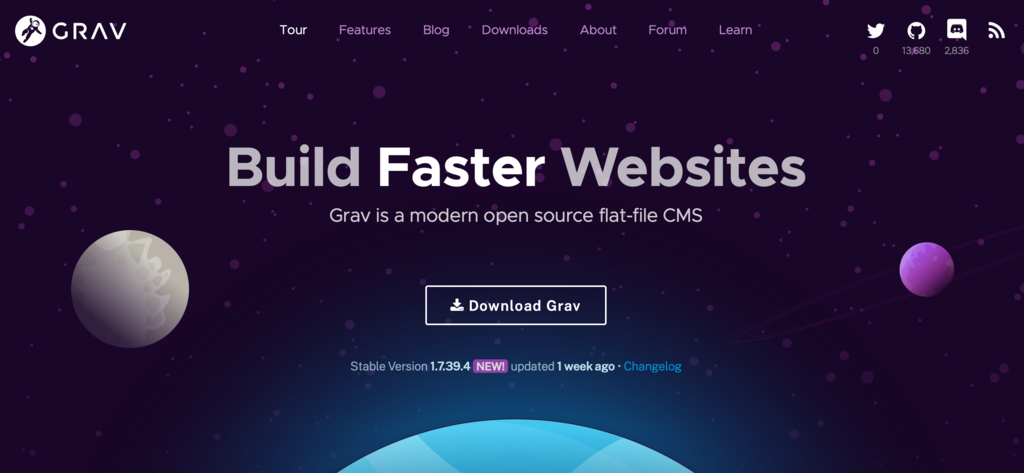 página inicial do grav