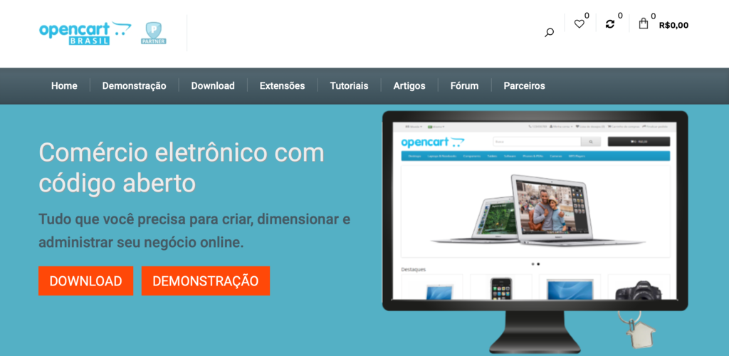 p&aacute;gina do opencart na web