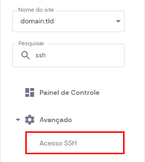 O bot&atilde;o de acesso SSH no hPanel