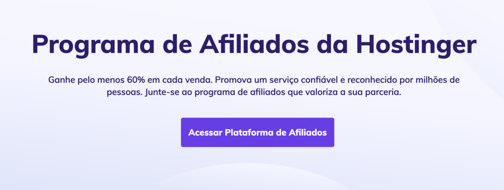 P&aacute;gina inicial de marketing de afiliados da Hostinger